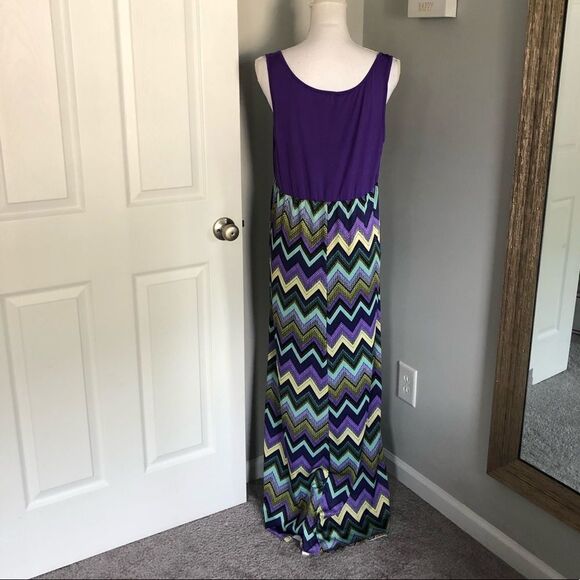 Mayah Kay Purple Chevron Print Maxi Dress - Picture 4 of 5